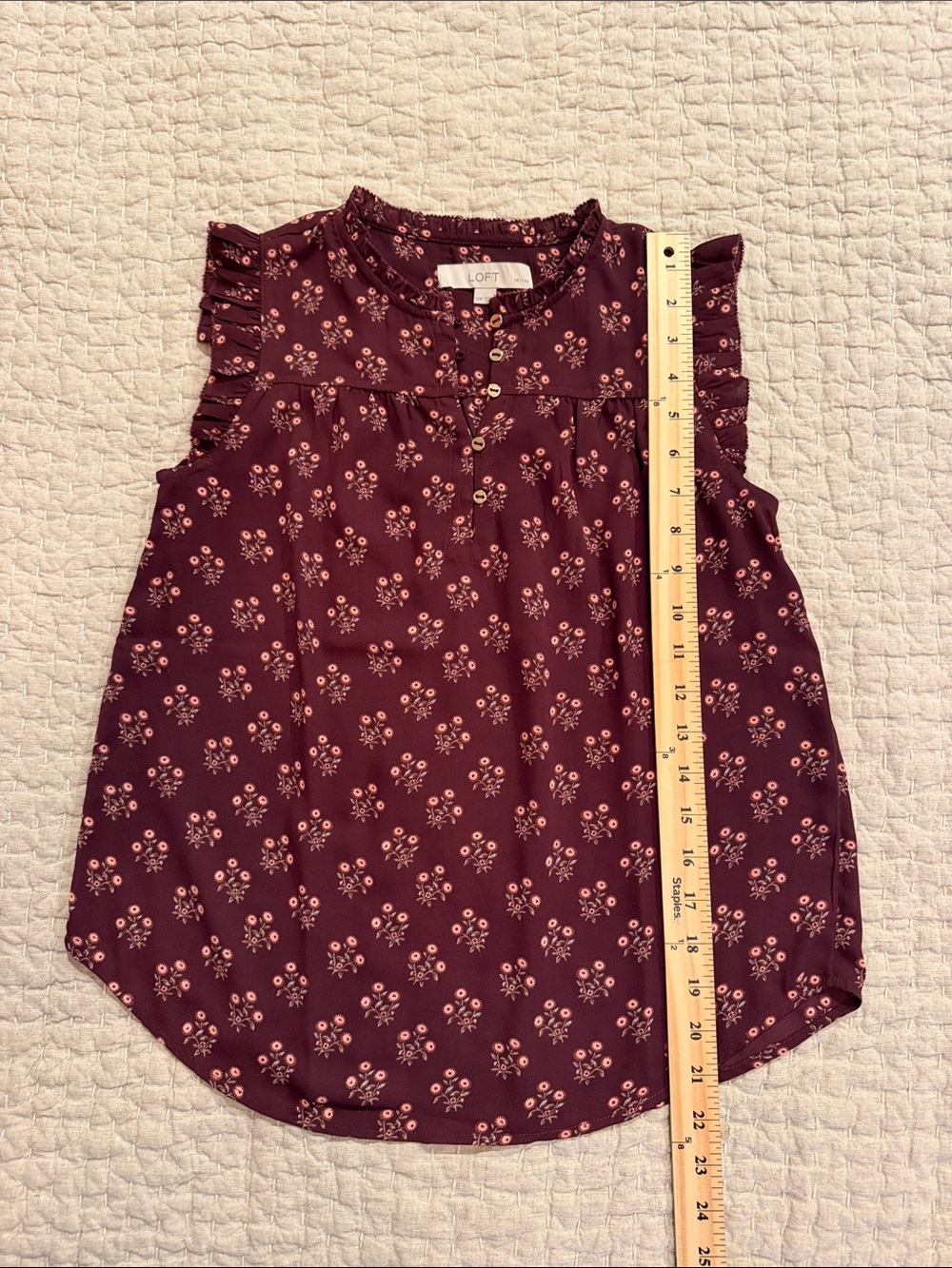 LOFT Floral Ruffle Sleeve Top - Picture 3 of 6